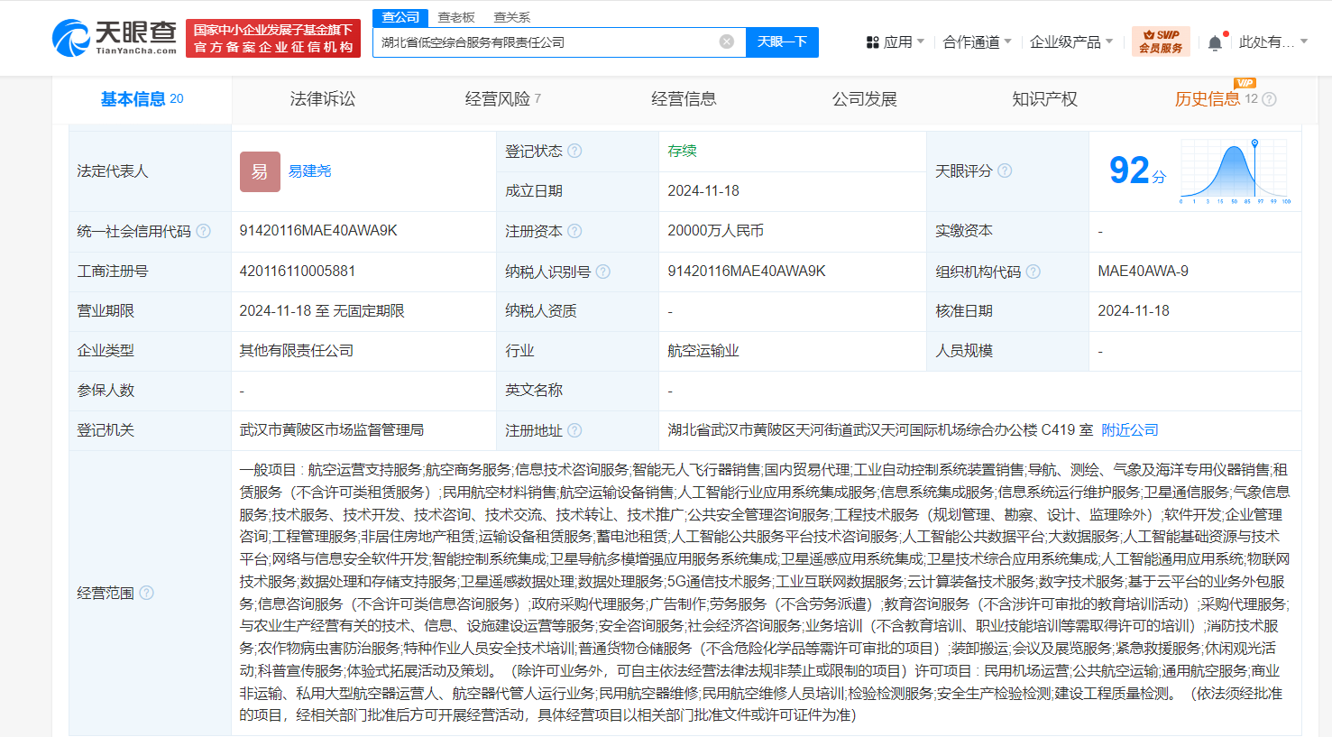 湖北省低空综合服务有限责任公司的成立与注册资本2亿元的背景分析